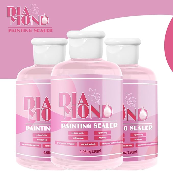 Diamond Painting Sealer Glue Kit 3 Pack 12.17OZ with Silicone Brush, Diamond Art Sealer Clear Finish High Gloss Permanent Hold & Shine Effect Puzzle Glue Clear Diamond Art Kits for Adults