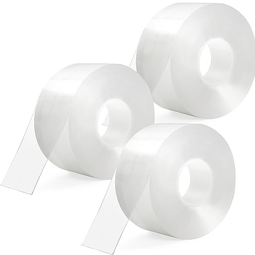 3 Rolls 1.5 Inch Caulk Tape Self Adhesive Toilet Caulking Strip Bathroom Sealing Caulk Strip Peel and Stick Bathtub Caulking Tape, 10.5 Feet Each Roll (Clear)