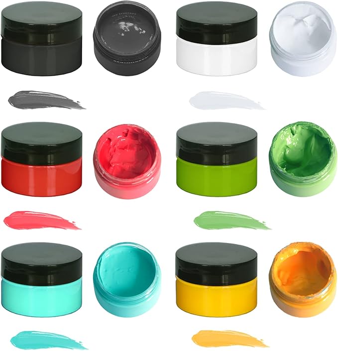 6 Jars Chalk Paste Paint Set, Silk Screen Stensils Ink, Self Adhesive Mesh Screen Stencil Ink, Art Craft Paint Chalkboard Ink Paste for DIY Home Decor.