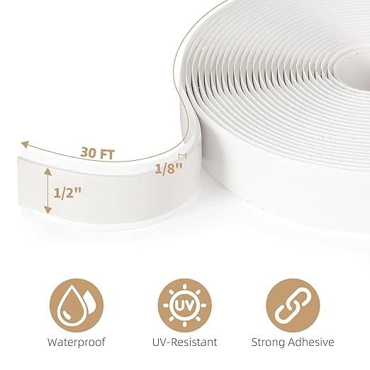Butyl Tape 1/2" x 30 Ft Black – Non-Hardening Waterproof Sealant Tape for RV Window Glazing, Roof Leak Repair, Pipe Plumbing Fixtures & EPDM Roof Patching – Premium Butyl Caulk Tape (2 Pack)