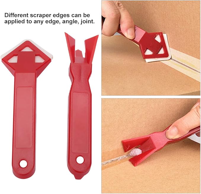 2Pcs Caulk Remover Tool Kit, Silicone Caulking Removal Tool, Caulk Tools with Antislip Handle, Caulking Scraper for Bathrooms, Kitchens, Balcony, Red