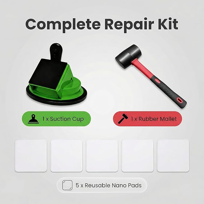 Heavy Duty Floor Gap Fixer Tool – 2026 Upgraded Iron Suction Cup with 45° Striking Surface, Rubber Mallet & 5 Reusable Sticky Pads, Floor Repair Kit for Laminate, Vinyl Plank, Hardwood, LVP, Tile