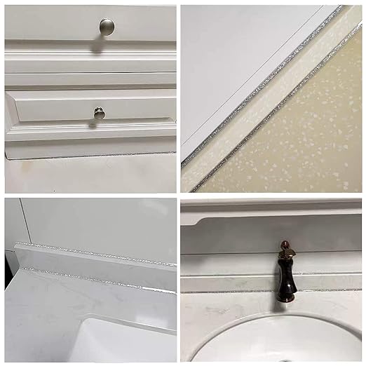 Caulk Strip Self Adhesive, PU Caulk Tape for Bathtub Bathroom Toilet Kitchen(W:7.5MM,Silver)