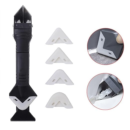 Caulking Tool Grout Removal Tool Grout Tools Caulk Tool with 3 Glass Glue Corner scrapers - Caulk Remover Tool 3 in 1 Caulking Finishing Tools