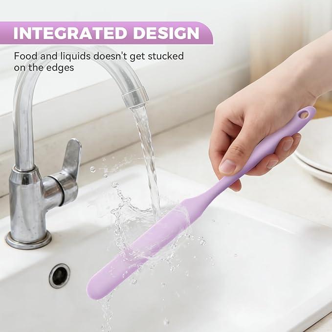 4 Pcs Silicone Jar Spatula Set, Sourdough Spurtle, Jar Scraper, Long Handle Thin Spatulas, Perfect for Jars, Bottles, Containers, Mixing, Scraping, Spreading Jam, Cake Icing and Sourdough Tools. (4)