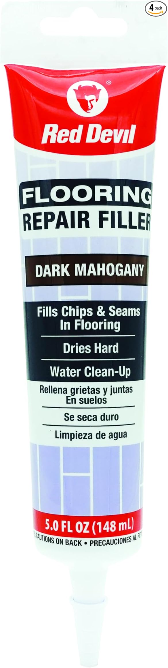 Red Devil 056070 Flooring Repair Filler, 5 oz., Dark Mahogany, 4 Pack