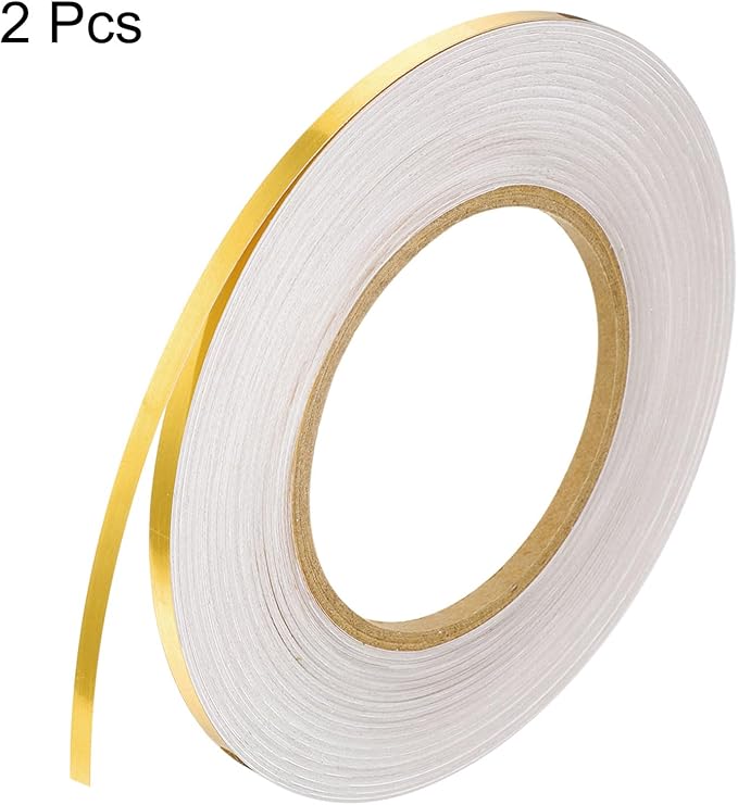 HARFINGTON 2Pcs Floor Tiles Gold Foil Lines Metallic Mirror Tape 0.2" x164 Ft Self Adhesive Decor Floor Wall Seam Sticker Waterproof Gap Sealing Tape for Kitchen Bathroom Cabinet