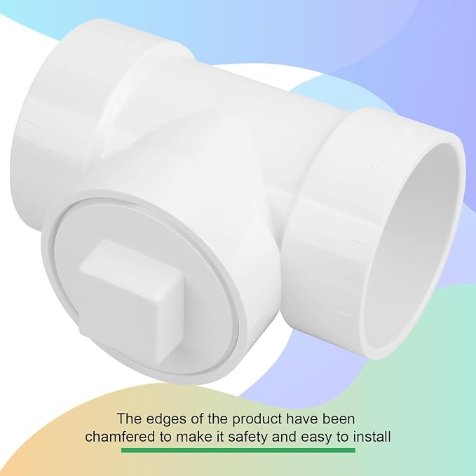 4IN PVC DWV Cleanout Tee with Plug Pipe Fitting (Socket x Socket x FPT) SCH40 4IN DWV PVC Sewer Cleanout Tee with NPT Female Cap Cover for pipe, Drain, Waste, Vent
