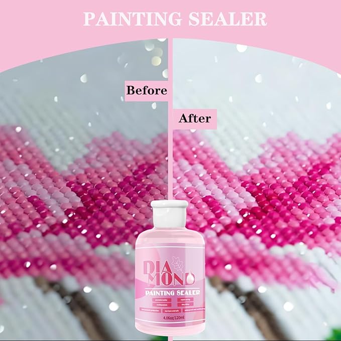 Diamond Painting Sealer Glue Kit 2 Pack 8OZ with Silicone Brush, Diamond Art Sealer Clear Finish High Gloss Permanent Hold & Shine Effect Puzzle Glue Clear Diamond Art Kits for Adults