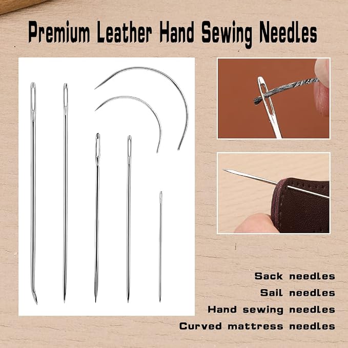 Ftyiwu Waxed Thread 55 Yards, Leather Sewing Waxed Thread with Hand Sewing Needles for Home Upholstery Carpet Leather Canvas Repair and Sewing(Dark Gray)