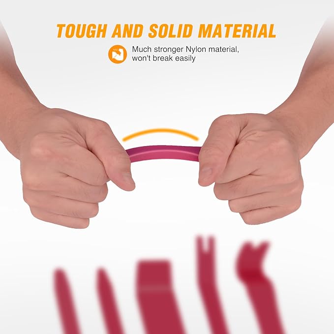 GOOACC 6PCS Auto Trim Removal Tool Kit No-Scratch Tool Kit for Car Audio Dash Panel Window Molding Fastener Remover Tool Kit-Red