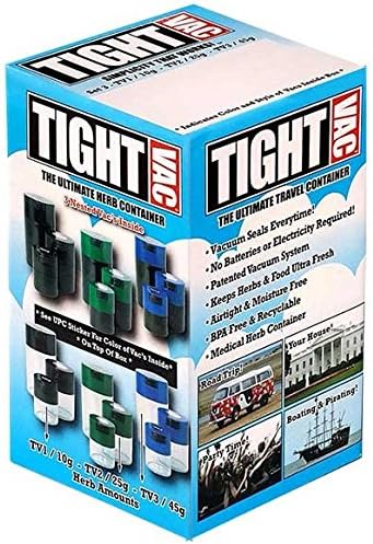 Tightvac Set of 3 - Patented Airtight Container | Multi-use Vacuum Container Works as Smell Proof Containers for Herbs and Dry Goods. Black Caps and Clear Bodies