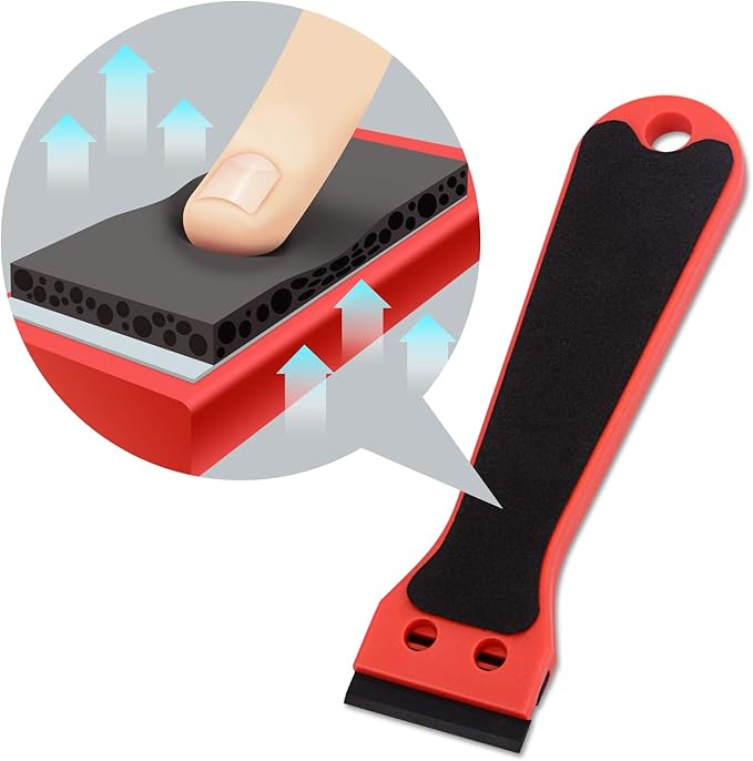 FOSHIO 6 Inch Plastic Scraper with 20 PCS Plastic Razor Blades, Scraper Tool for Sticker, Gasket, Label Remover (Red)