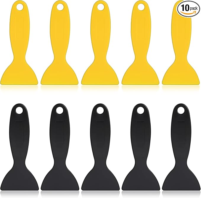 10 Pcs Plastic Scraper,Plastic Spatula Paint Scrapers Flexible Resin Scraper Putty Knife Air Bubble Remover Sticker Installation Tool for 3D Printing Resin Removal,Spackling,Patching,Decal,Wallpaper