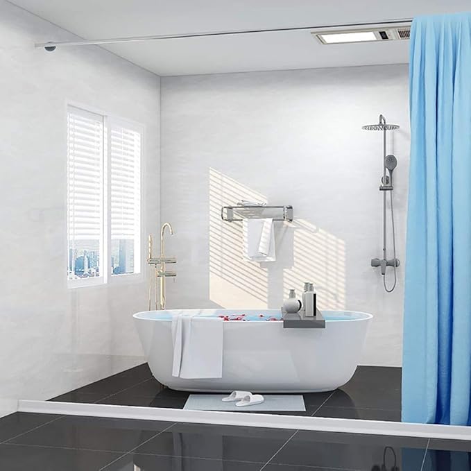 Duzzy 118 Inch Collapsible Shower Water Dam Shower Stopper Barrier and Retention System and Keeps Water Inside Threshold Dry and Wet Separation Suitable for Bathroom and Kitchen