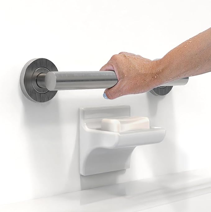 ADA Compliant Grab Bar, 500lbs Weight Support for Bath Safety (12 inch, Brushed Nickel)