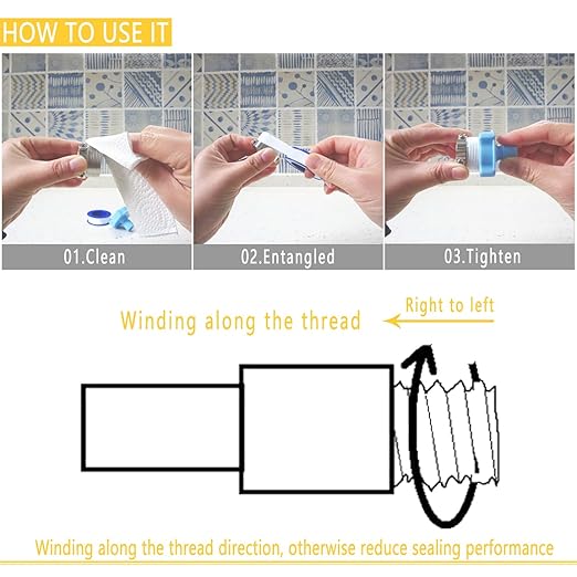 VOTMELL 4 Rolls 1/2 Inch(W) X 520 Inches(L) Teflon Plumbers Tape,Pipe Sealing & Plumbing Thread Tape,PTFE Water Sealant Seal for Shower Head,White