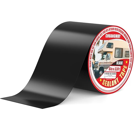 Butyl Sealant Waterproof Tape Black, 6 Inch X 33 Foot RV Roof Repair Tape, UV & Weatherproof Roof Seal Tape for RV Camper Trailer Boat Window Sealing Leak Repair