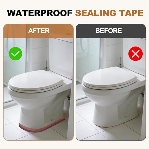 uxcell Caulk Tape Waterproof, 0.83 Inch x 16.4 ft Self-Adhesive Sealant Sealing Strip Caulking Sealant Tape PVC with Tool for Kitchen Sink Toilet Bathroom Bathtub Floor, Beige