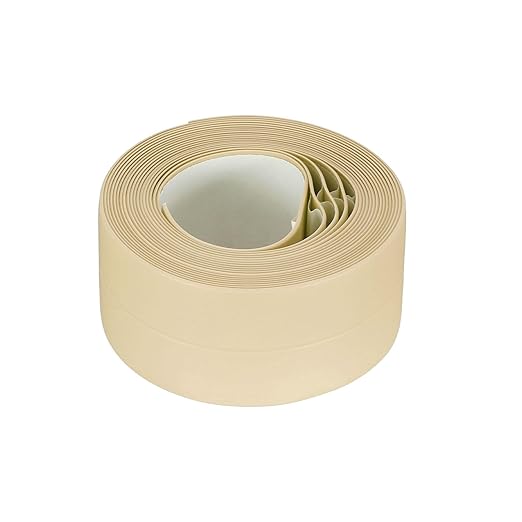 uxcell Waterproof Seal Caulk Strip Tape Self Adhesive 1.5" W x 10.5'L PVC Sealing Tape for Kitchen Bathroom Yellow