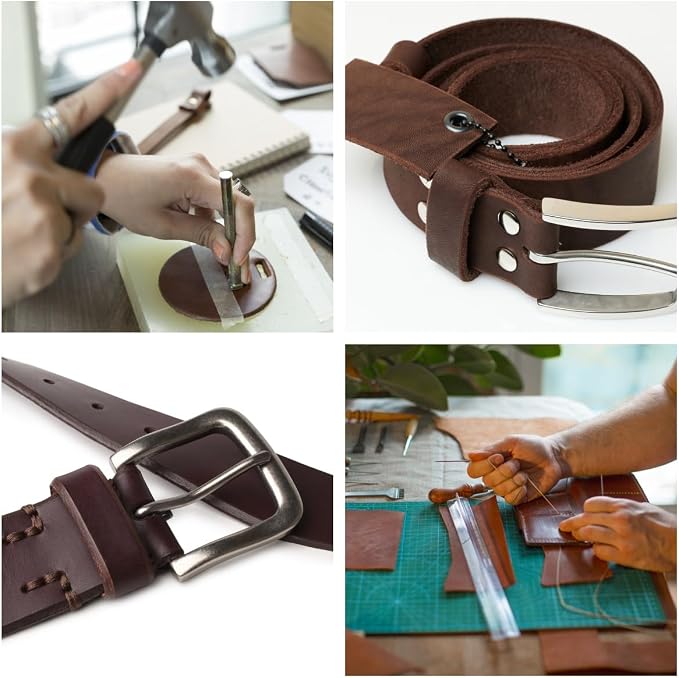 Full Grain Leather Sheet, 4-5mm Thick, Brown Leather, Vegetable Tanned Leather for Crafting, Tooling, Sheath Making (Brown 6 x 12 inches)