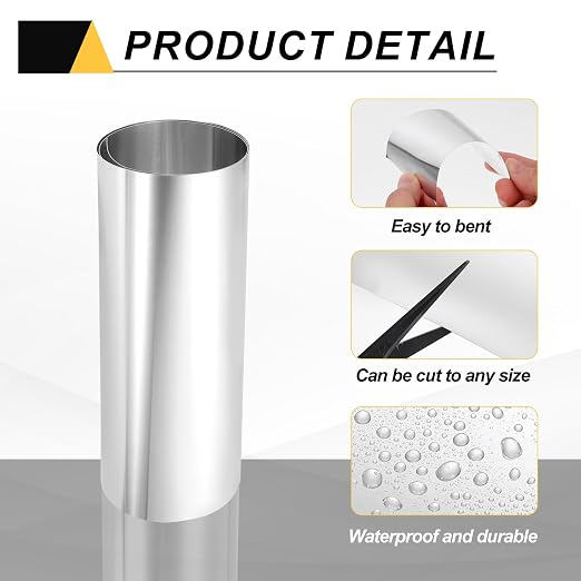 uxcell Aluminum Flashing Roll, 12in x 3.3ft Metal Roof Panels 0.4mm Waterproof Aluminum Sheet Roll for House Repair, Roof Flashing, Sealing Windows Doors, DIY Projects