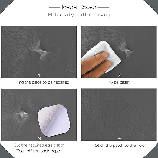 Leather Repair Patch, Self-Adhesive Leather Repair Tape, Large Reupholster Leather Patches for Furniture Couch Chairs Car Seat (Grey, 17x79 inch)