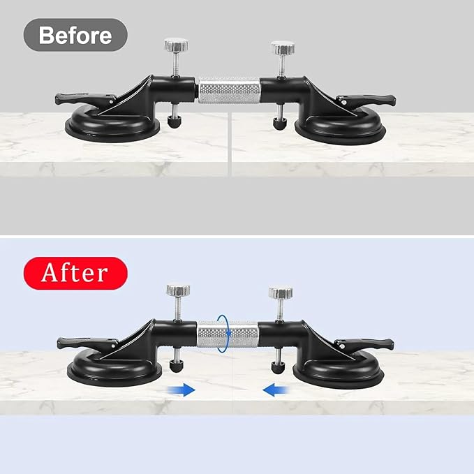 Laminate Floor Gap Fixer Tool - Professional Countertop Alignment Clamps with Adjustable Vacuum Suction - Seam Setter & Gap Repair Tool for Granite, Marble, Stone Slab & Glass (Black)