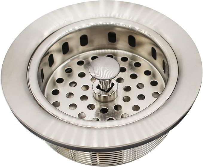 Westbrass CO2165S-20 COMBO PACK 3-1/2" Post Style Large Kitchen Sink Basket Strainer and Waste Disposal Drain Flange with Basket Strainer, Stainless Steel