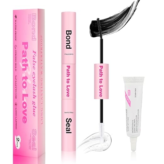 Professional Lash Cluster Glue Kit - 150H Strong Hold Bond & Seal Waterproof Eyelash Glue,Long-Lasting Adhesive for DIY Cluster Lashes,Home Use,Beginners & Pros(Black,2-Pack (5ml+5ml+0.24oz)