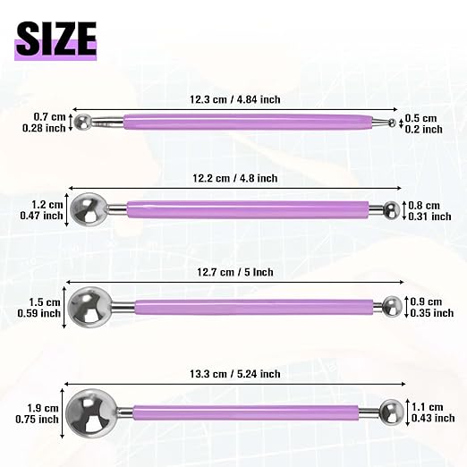 SPEEDWOX 4pcs Caulking Tool Set Metal Ball Modeling Tools Double Ended 8 Ball for Tile Grout Tile Finishing DIY Crafts Ceramics Clay Sculpting and Cake Decorating with Storage Case Floor Joint Repair