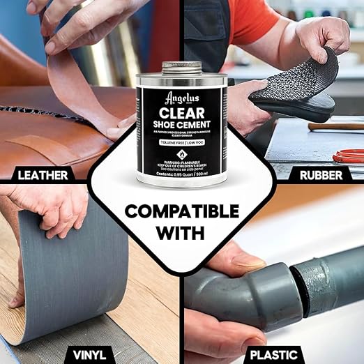 Angelus Shoe Glue 32oz - Industrial Strength Clear Sole Adhesive for Sneakers, Boots, & More, 1 Quart