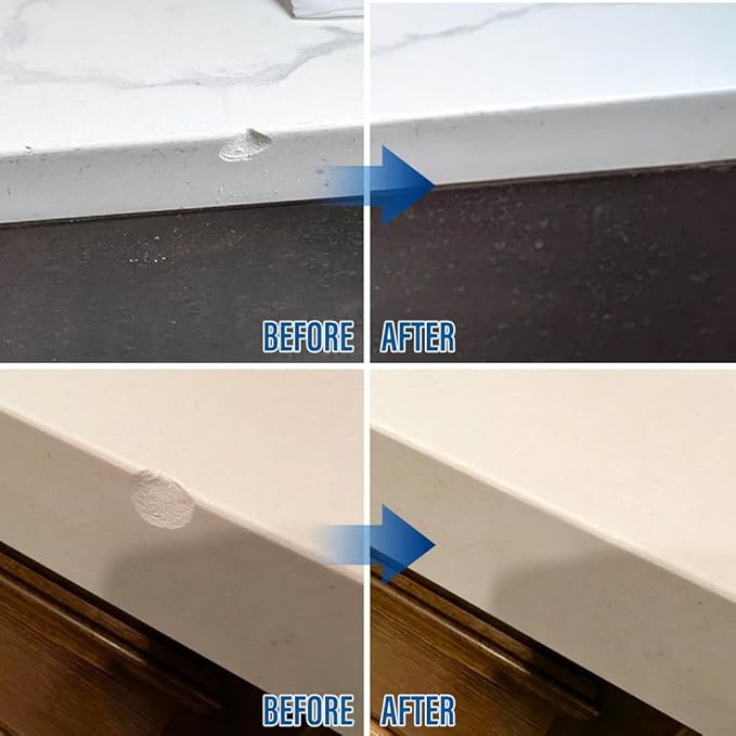 Quartz Countertop Repair Kit (White), Quick-Drying Quartz Repair Kit for Edge Chips, Cracks, Scratches, Nicks on Quartz, Granite, Marble, Porcelain and Other Natural Stone Surfaces