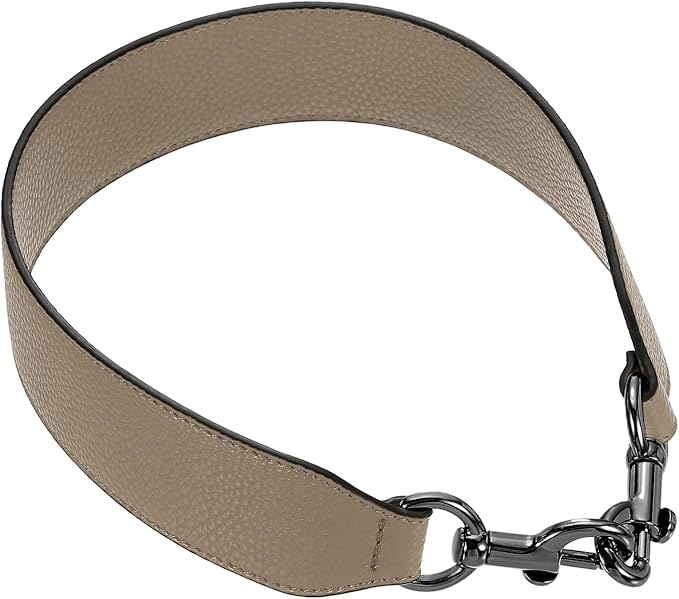 uxcell 22.83 Inch PU Leather Short Bag Strap with Clasp, Purse Handles Handbags Replacement Straps for Clutch Bag Crossbody Underarm Bags, Dark Khaki, Metallic Black Buckle