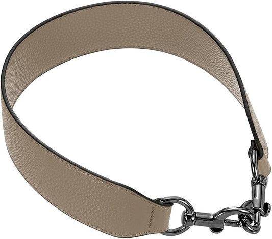 uxcell 22.83 Inch PU Leather Short Bag Strap with Clasp, Purse Handles Handbags Replacement Straps for Clutch Bag Crossbody Underarm Bags, Dark Khaki, Metallic Black Buckle