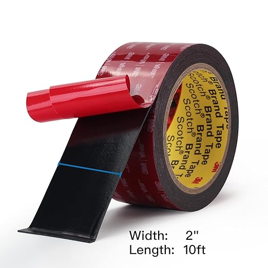 3M Double Sided Mounting Tape 2 Pack 2" Width 5925 Black Foam Tape High Bond Waterproof Heavy Duty Strong Adhesive Tape Thick 0.025in Fastener Replace Décor Frame Logos