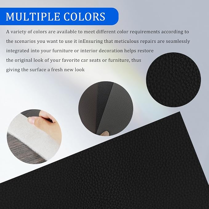 2PCS Leather Repair Patch Tape, Leather Repair Kits for Couches and Cars, Vinyl Repairs Patch, Car Waterproof Self Adhesive Leather Tape Repair Kit for Furniture Couches Chairs (Black)