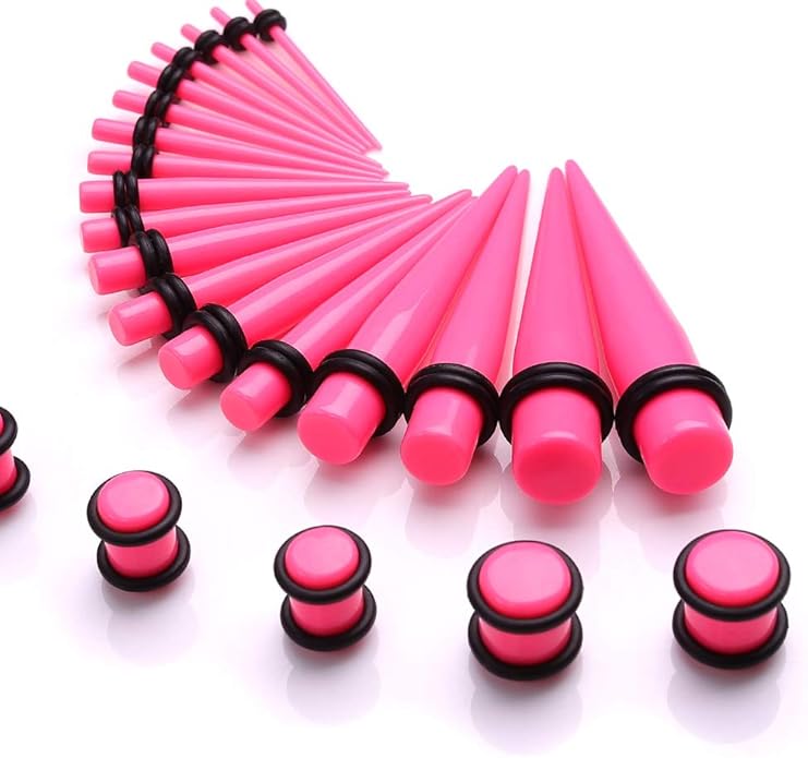 JieyueJewelry 50/54 Pieces Ear Stretching Kit 14G-00G Acrylic Tapers and Plugs + Silicone Tunnels - Ear Gauges Expander Set Body Piercing Jewelry