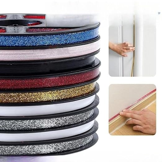 Ceramic Tile Gap Tape, Self-Adhesive Wall Gap Caulk Tape, 19.7Ft Caulking Strip Decorative Sealing Tape for Bathroom, Toilet, Bathtub and Kitchen (Sliver)
