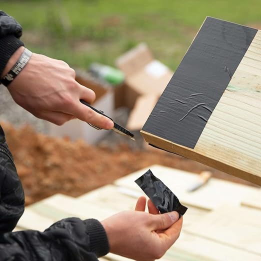 FrogTape Pro Grade Deck and Joist Flashing Tape - 12 Inch Width (12 in. x 50 ft) - All Weather & UV Resistant Linerless Tape for Decking, Wood, Beams with Advanced Acrylic Adhesive - 13 mils - Black