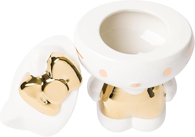 Silver Buffalo Sanrio Hello Kitty Gold Sculpted Ceramic Cookie Jar, 7” x 5.75” x 9.75”