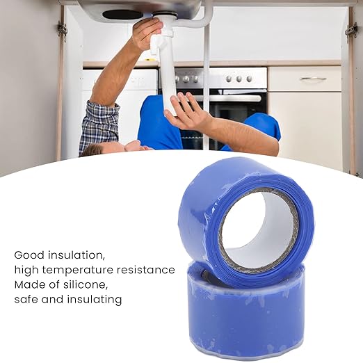 Self Fusing Silicone Tape High Temperature Adhesive Tape for Plumbing Repairs Hose Leak Fixing 2 Rolls 1.5m x 2.5cm (Blue)
