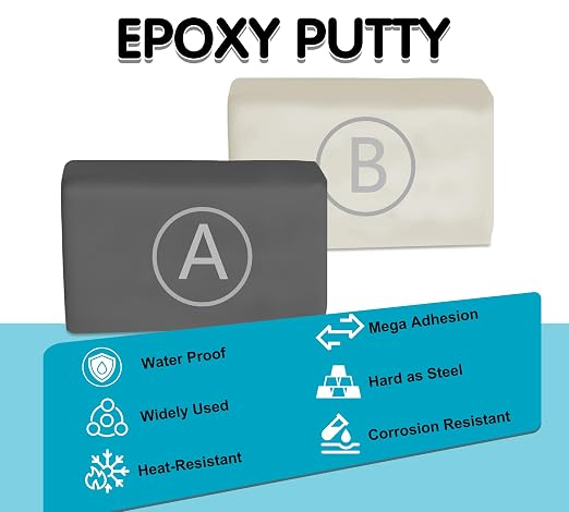 Gray Epoxy Putty 12oz/340g, High Strength 2-Part Repair Clay, Universal Waterproof Bonding Putty for Metal Wood Tile Plastic Concrete, Ideal for Pool Leaks, Crack Filling & Sculpting