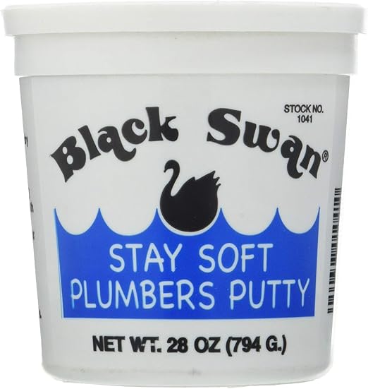 Black Swan Stay Soft Plumbers Putty, 28oz - Crack-Resistant, Ideal for Sink Drain, Faucets & Fixtures, Stretchable Plumber Putty - White