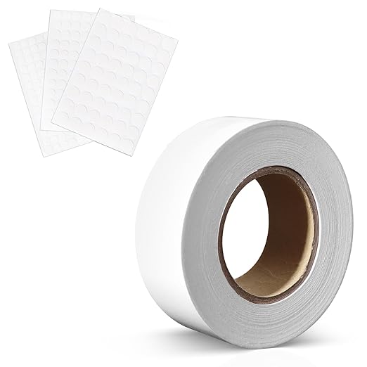 290Pcs White Self-Adhesive Screw Hole Cover Stickers, 3 Sizes (12/15/21mm) for Wood Cabinets, Drawers, Wardrobes & Tables + 20m Vinyl Repair Tape for Tile, Wall & Vinyl Siding Cracks