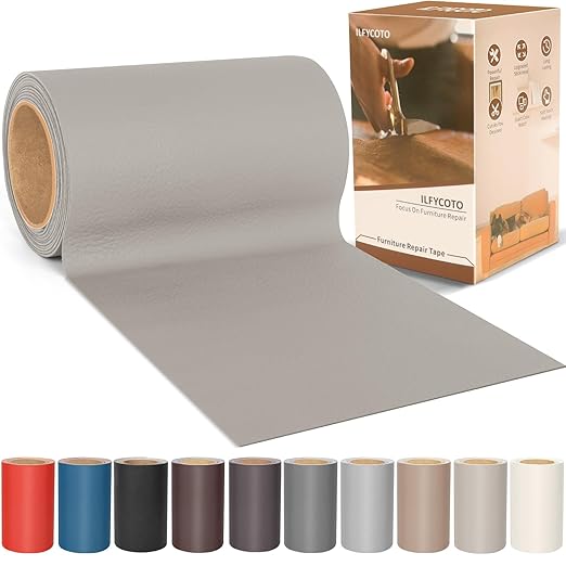 Self Adhesive Leather Repair Patch Tape 4x70 inch, Vinyl Repair Kit, Leather Repair Kit for Couches, Furniture, Car Seat, Boat Seat, Sofa, Vinyl Upholstery, Chair, Interior - Light Grey #2