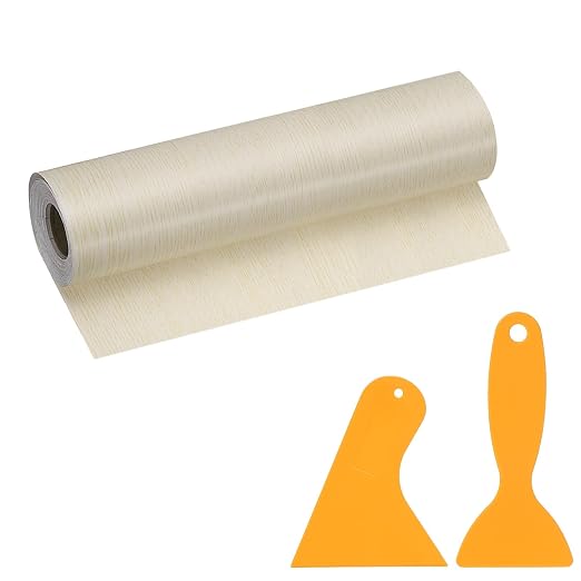 PATIKIL Wood Grain Repair Tape, 8" x 33' Self Adhesive Realistic Wood Tape with Scraper Durable Repair Patch for Furniture Floor Window Door Table DIY Home Decor, White Oak