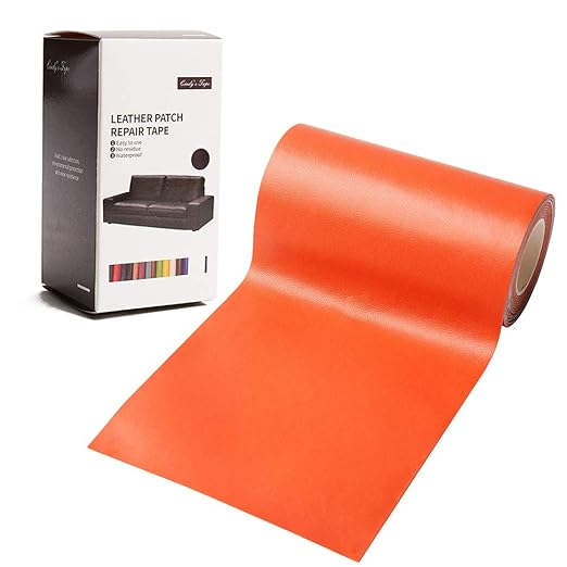 Leather Repair Patch Kit Orange 4 x 60 inch Leather Repair Tape Self Adhesive Patch for Furniture, Couch, Sofa, Car Seats Computer Chair First Aid Vinyl Repair Kit