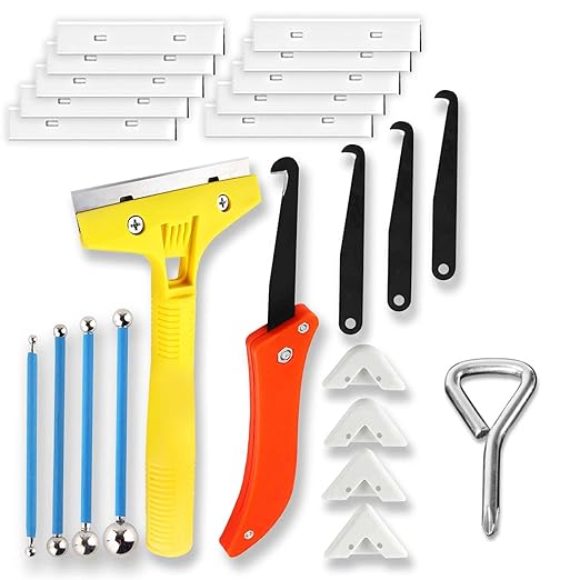 Grout Removal Tool Caulking Tools 24-in-1 Kit with Silicone Glass Glue Angle Scraper Grout Saw Blade Scraper Finishing for Kitchen Bathroom Window Sink Tile Joint - DIY Home Renovation Contractor Use