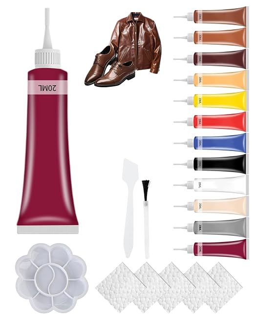 2026 New Advanced Leather Repair Gel, Professional Multi-Color Vinyl Repair Cream Kit, Multipurpose Restoration Set for Car Interior, Couches, Leather Jackets (Dark Red)